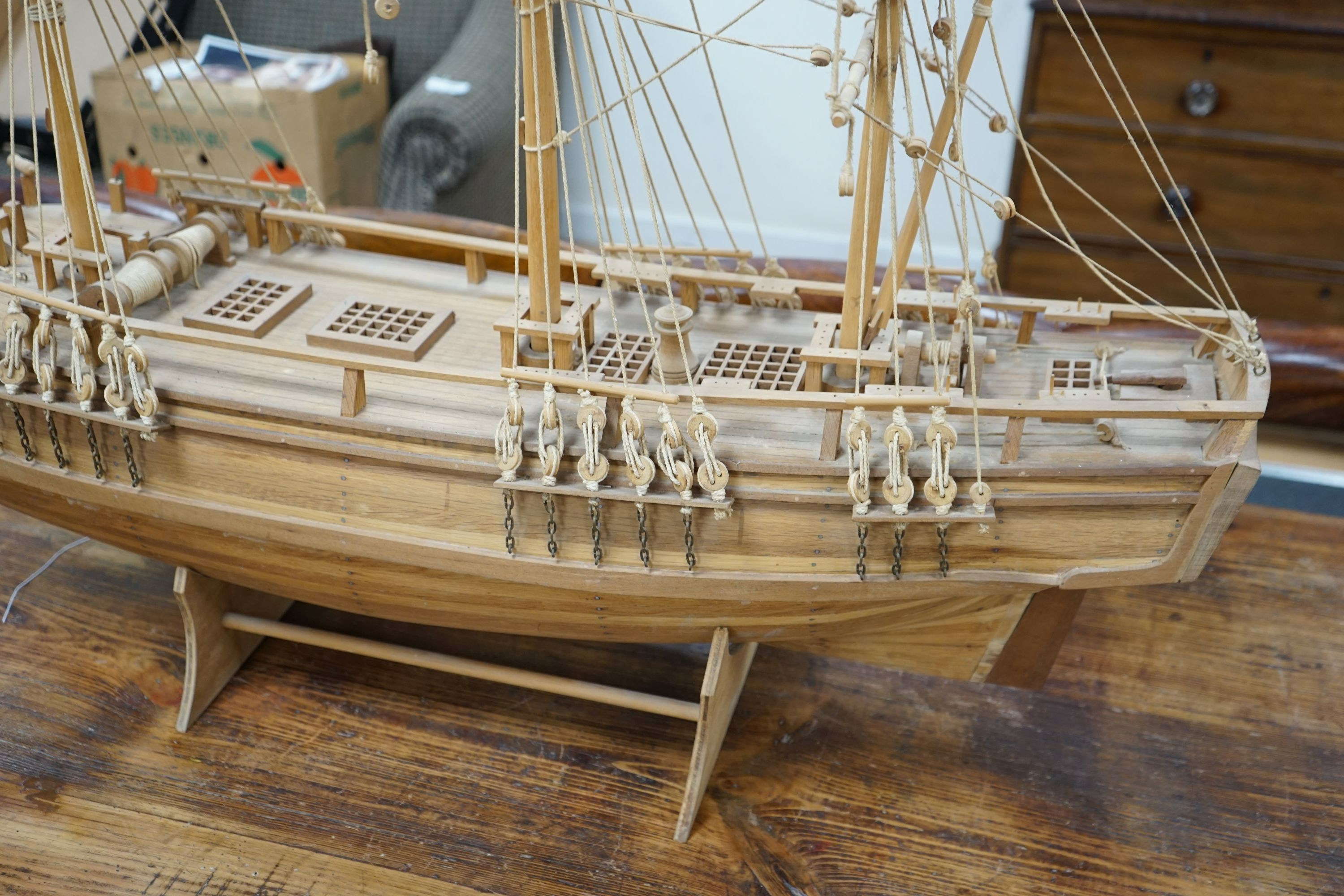 A large scratch built model of The Bounty, length 128cm